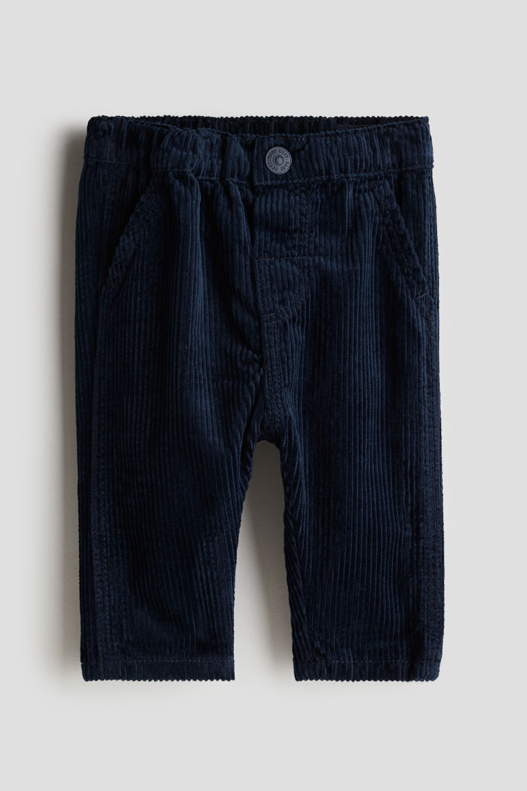 H & M - Broek van katoenen corduroy - Blauw