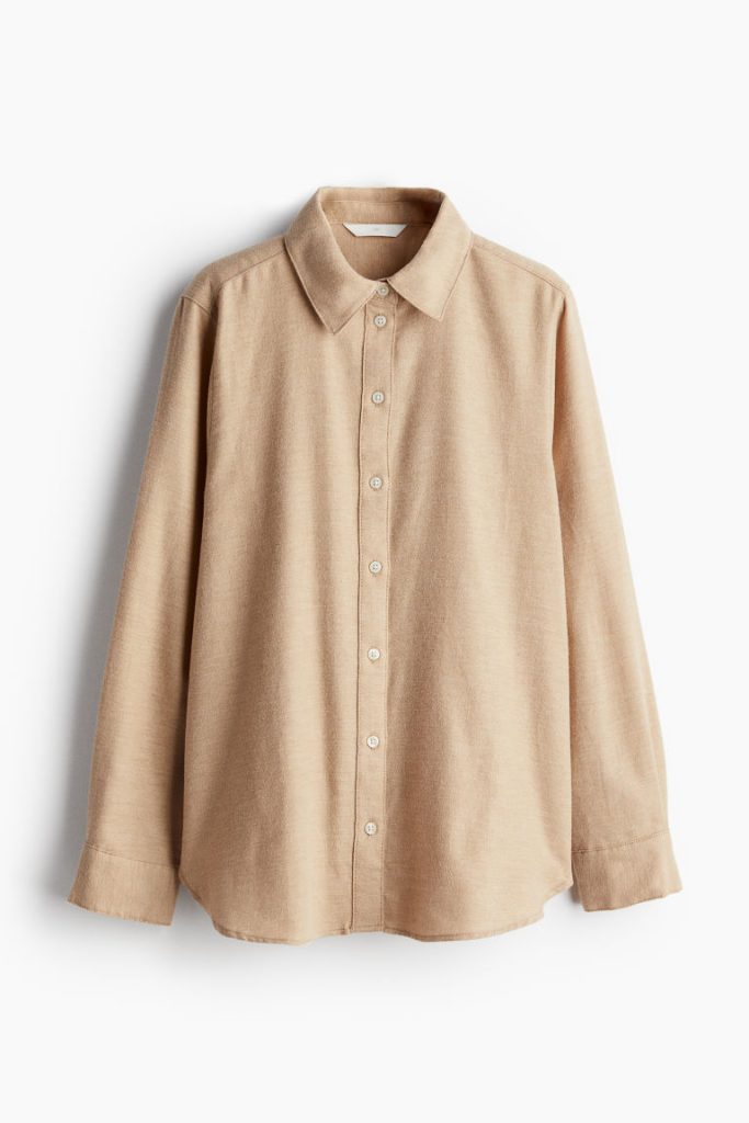 H & M - Overhemd van katoenen flanel - Beige