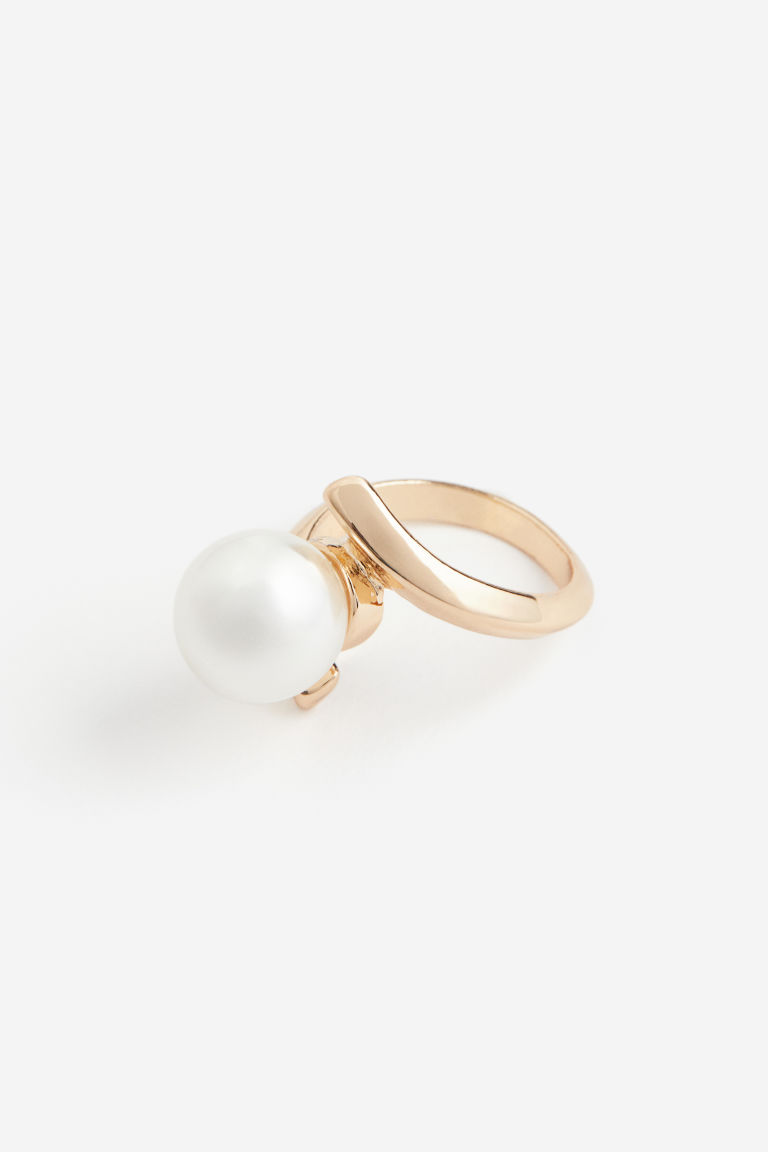 H & M - Ring met imitatieparel - Wit