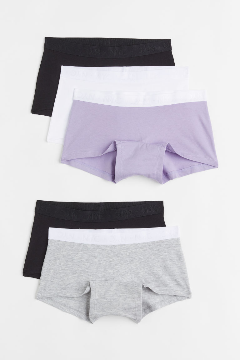 H & M - Set van 5 katoenen boxerslips - Paars