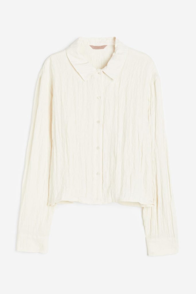 H & M - Overhemdblouse met lange mouwen - Beige