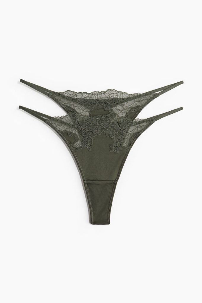 H & M - Set van 2 slips van microvezel - Tanga Thong - Groen