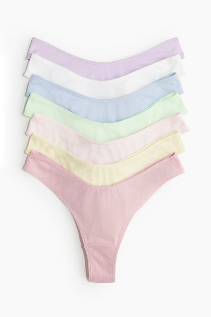 H & M - Set van 7 katoenen slips - Brazilian - Geel