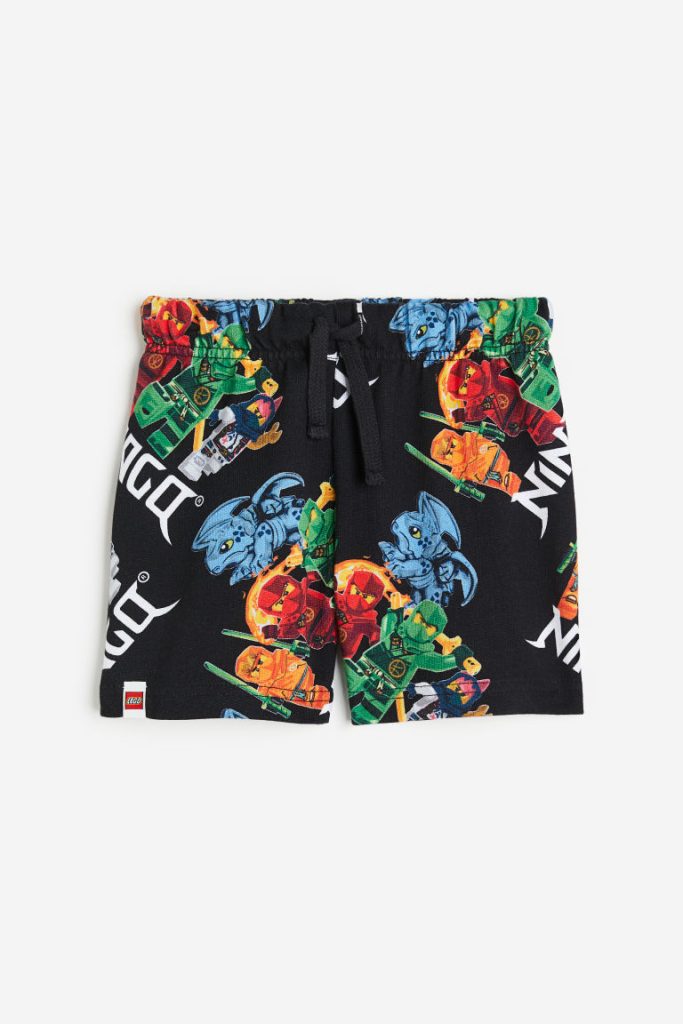 H & M - Pull-on short met print - Zwart