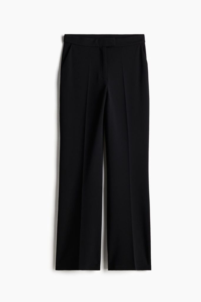 H & M - Flared pantalon van tricot - Zwart