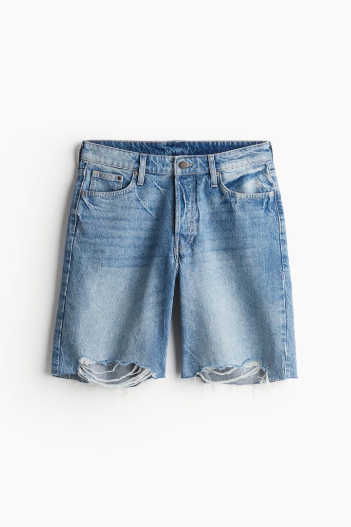 H & M - Baggy Low Denim short - Blauw