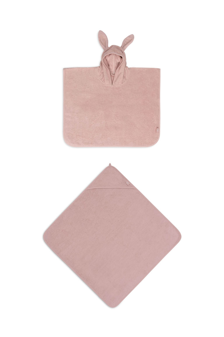 H & M - Badstof Set - Badcape & Badponcho - Roze