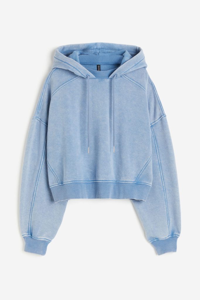 H & M - Oversized capuchonsweater met gewassen look - Blauw