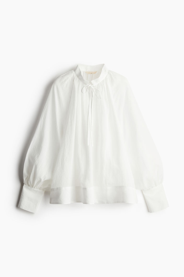 H & M - Blouse met ballonmouwen - Wit