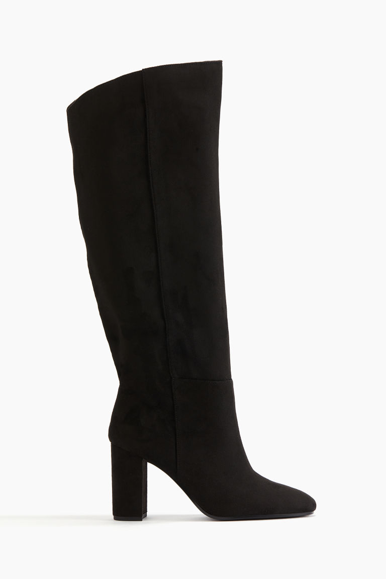 H & M - Kniehoge boots met hak - Zwart