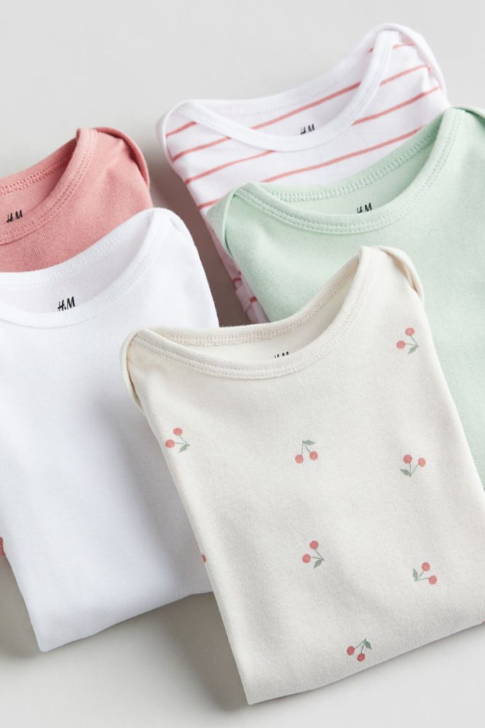 H & M - Set van 5 rompers met lange mouwen - Roze