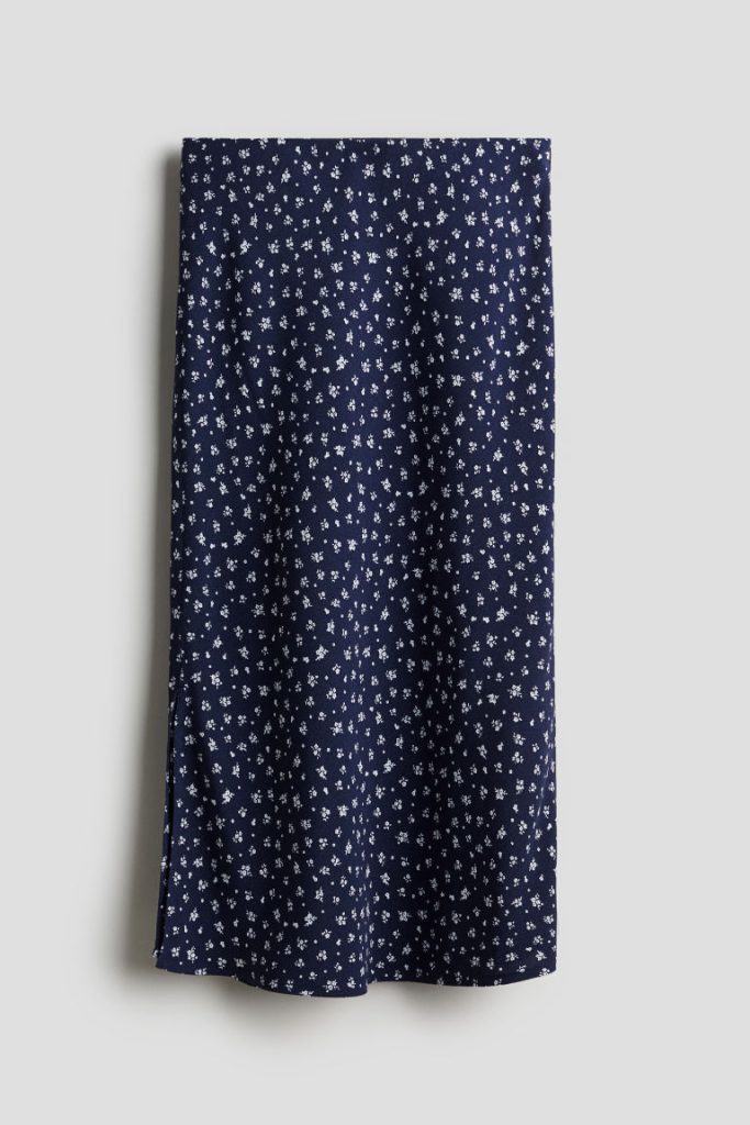 H & M - Satijnen rok - Blauw