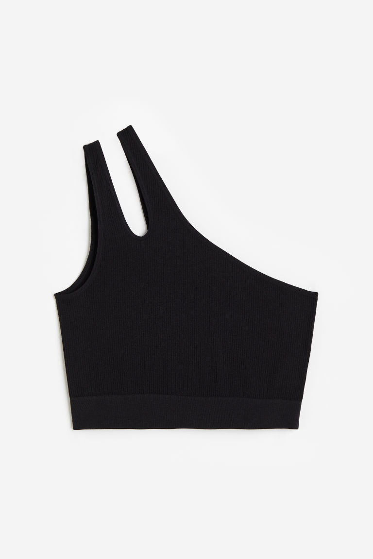 H & M - Seamless one-shouldertop - Zwart