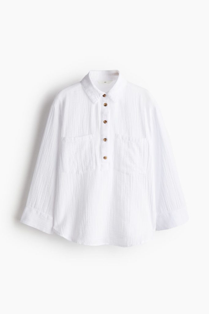 H & M - Popover-blouse van mousseline - Wit