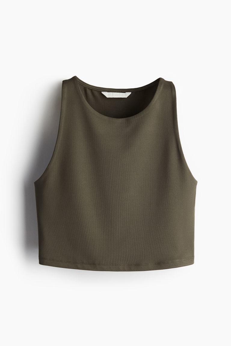 H & M - Cropped tanktop van microvezel - Groen