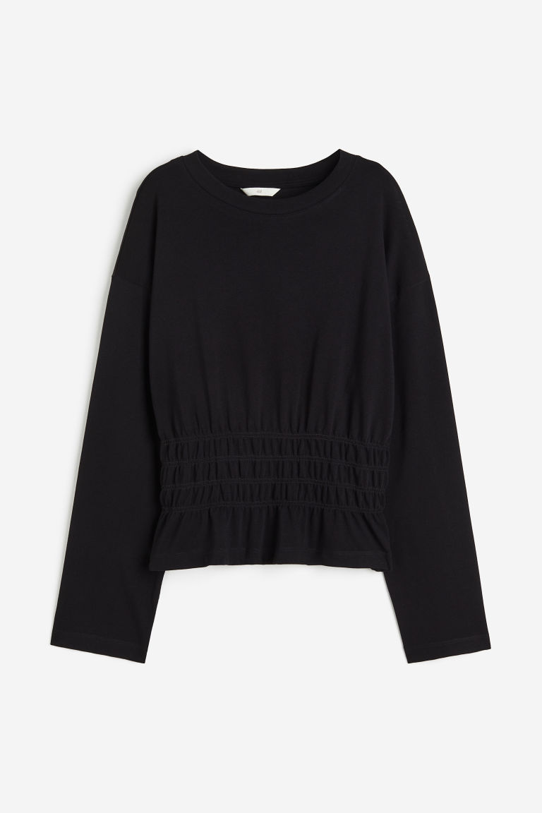 H & M - Top met gesmokte taille - Zwart