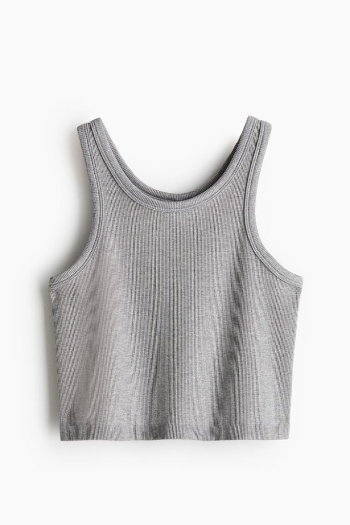 H & M - Seamless cropped sporttop van DryMove™ - Grijs