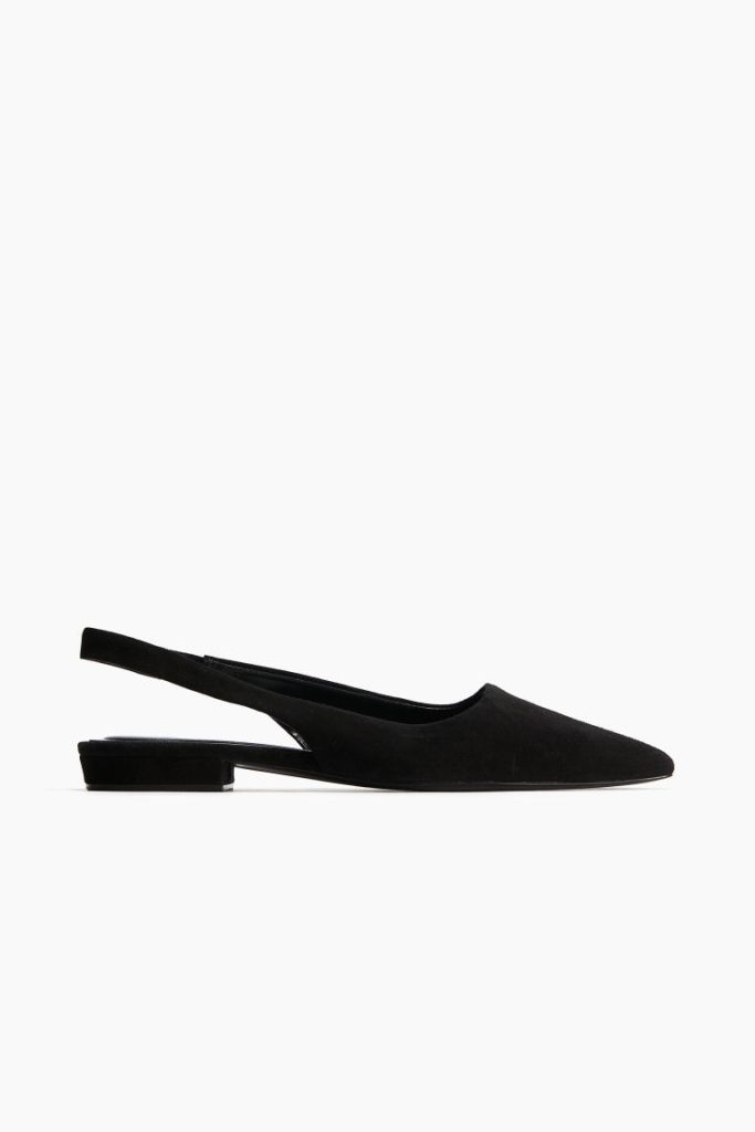 H & M - Spitse suède slingbacks - Zwart