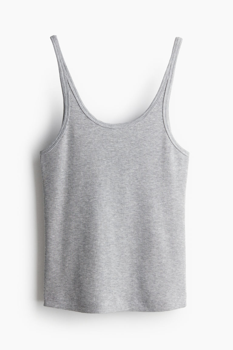 H & M - Geribde singlet - Grijs