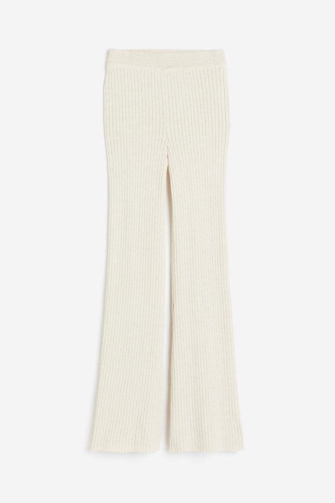 H & M - Ribgebreide flared broek - Beige