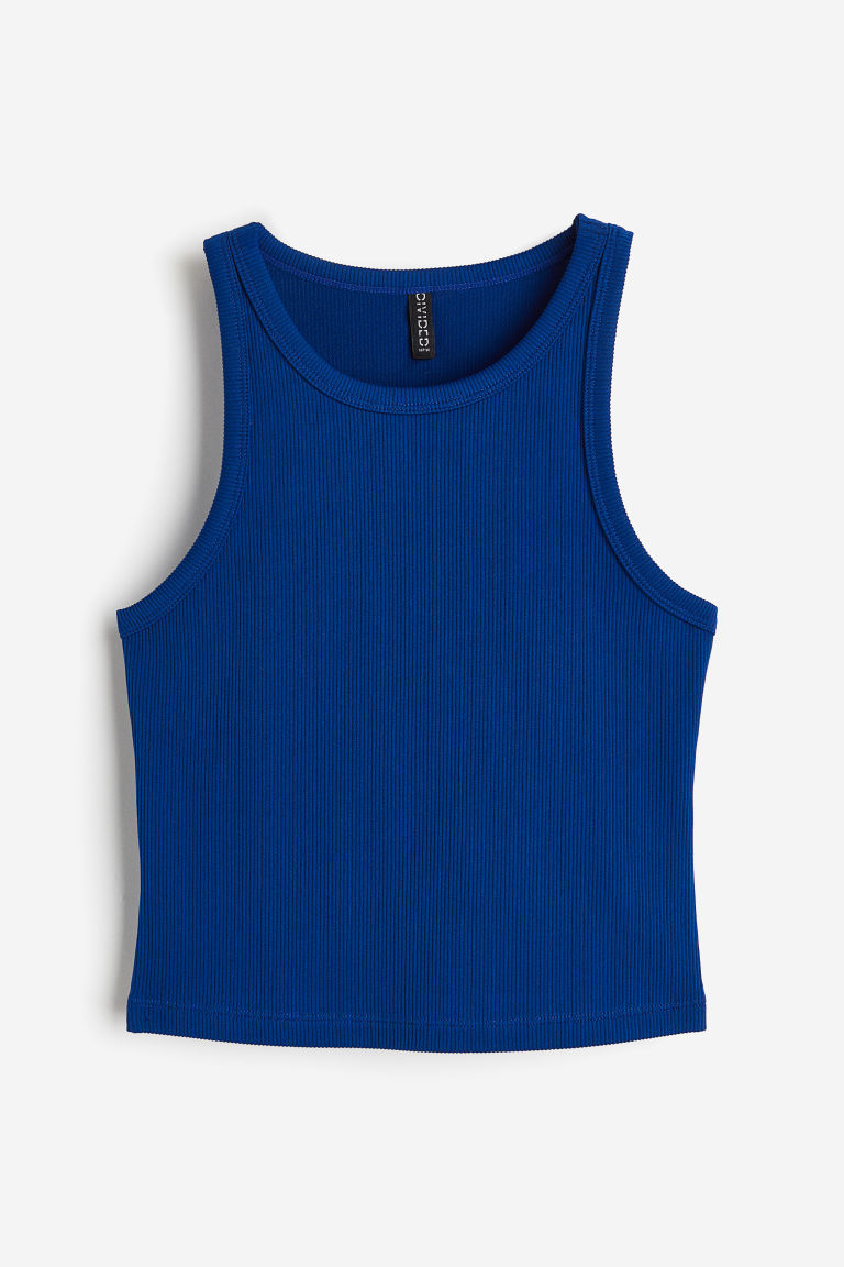 H & M - Geribde tanktop - Blauw