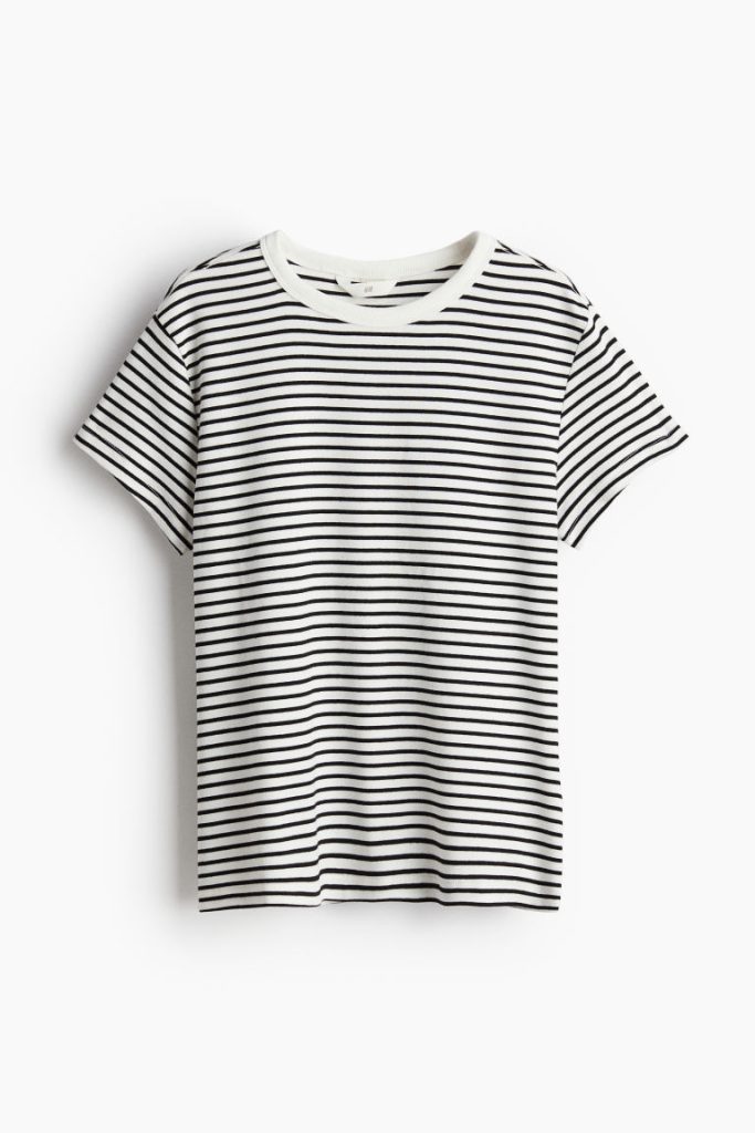 H & M - Nauwsluitend katoenen T-shirt - Zwart