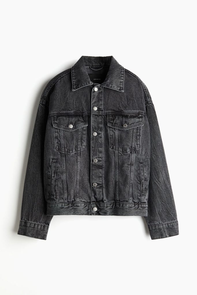 H & M - Oversized denim jack - Zwart