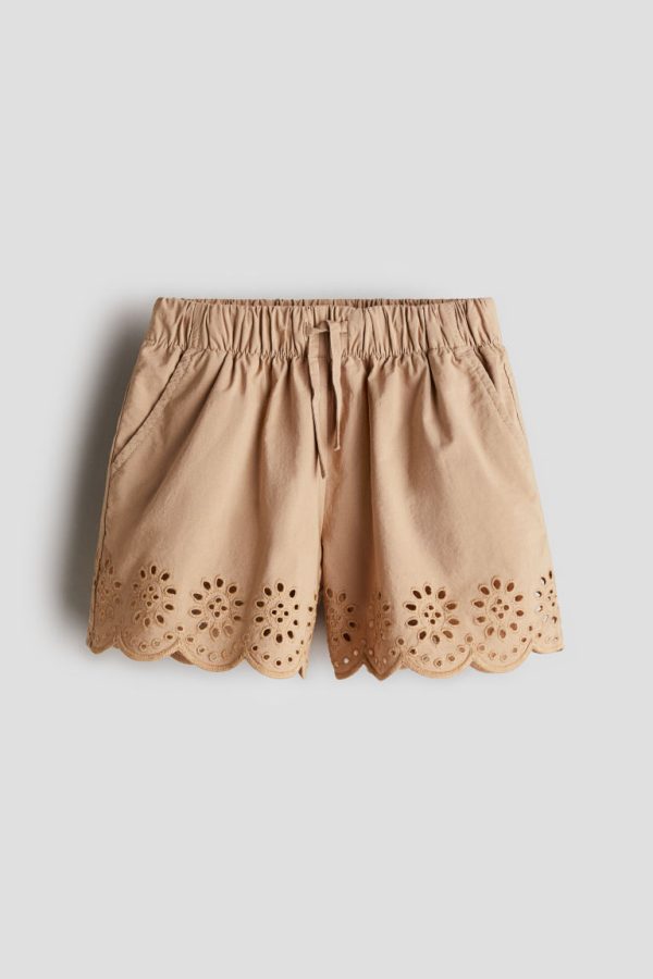 H & M - Short met broderie anglaise - Beige