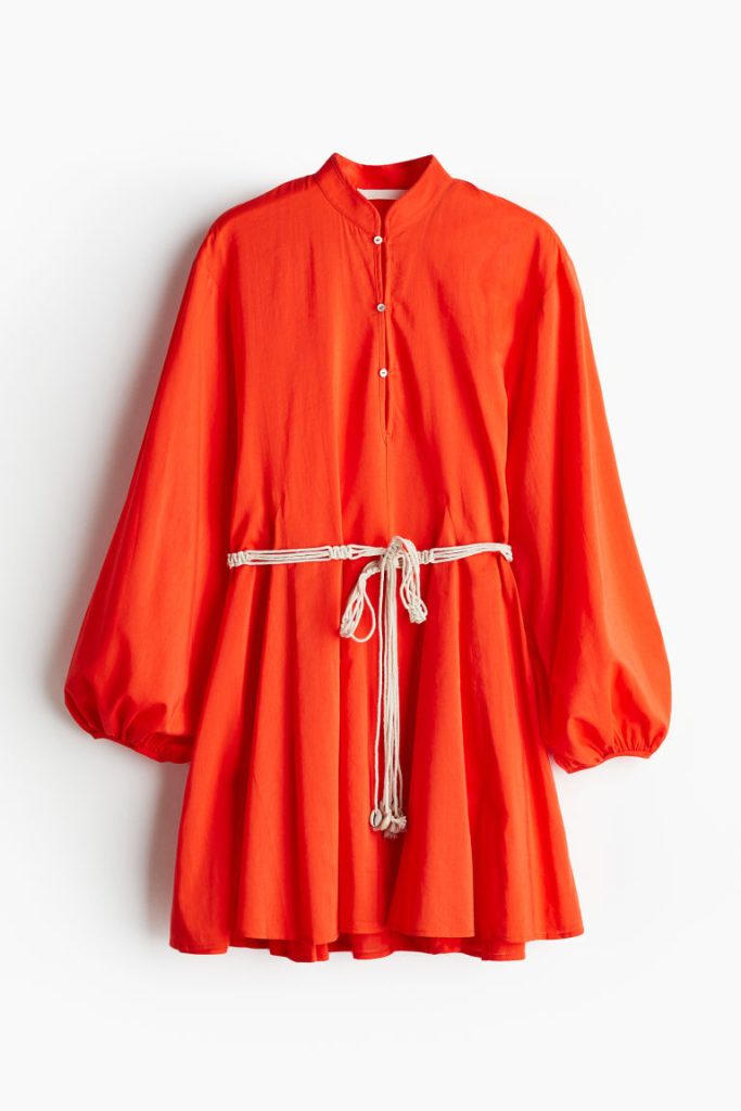 H & M - Jurk met macraméceintuur - Oranje