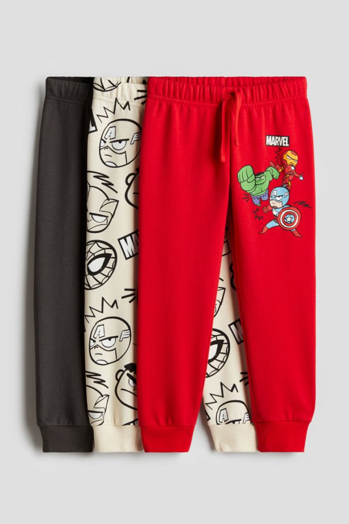 H & M - Set van 3 joggers met print - Rood