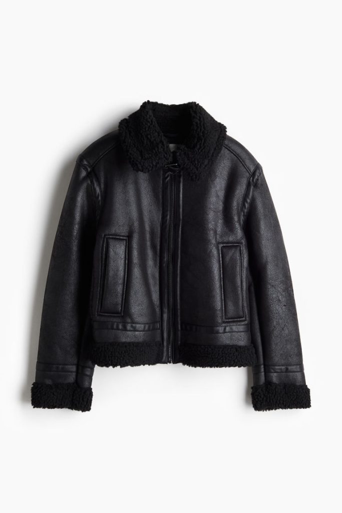 H & M - Jack in aviatorstijl met teddy voering - Zwart