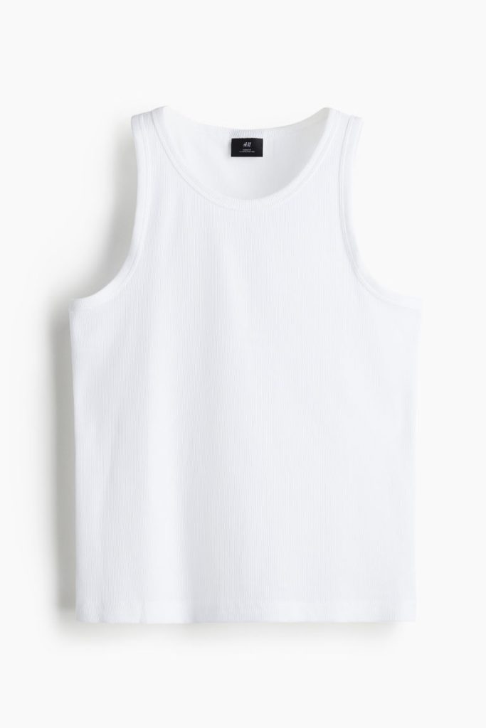 H & M - Geribde tanktop - Slim Fit - Wit