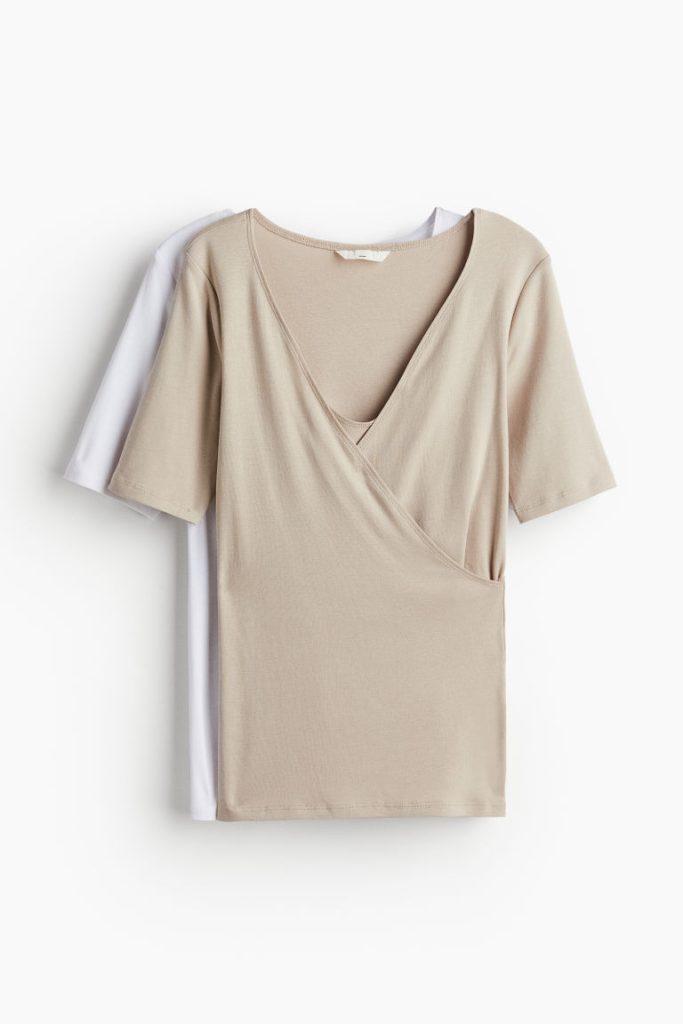 H & M - MAMA Set van 2 katoenen voedingstops - Bruin