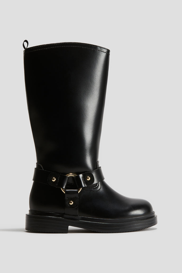 H & M - Kuithoge bikerboots - Zwart