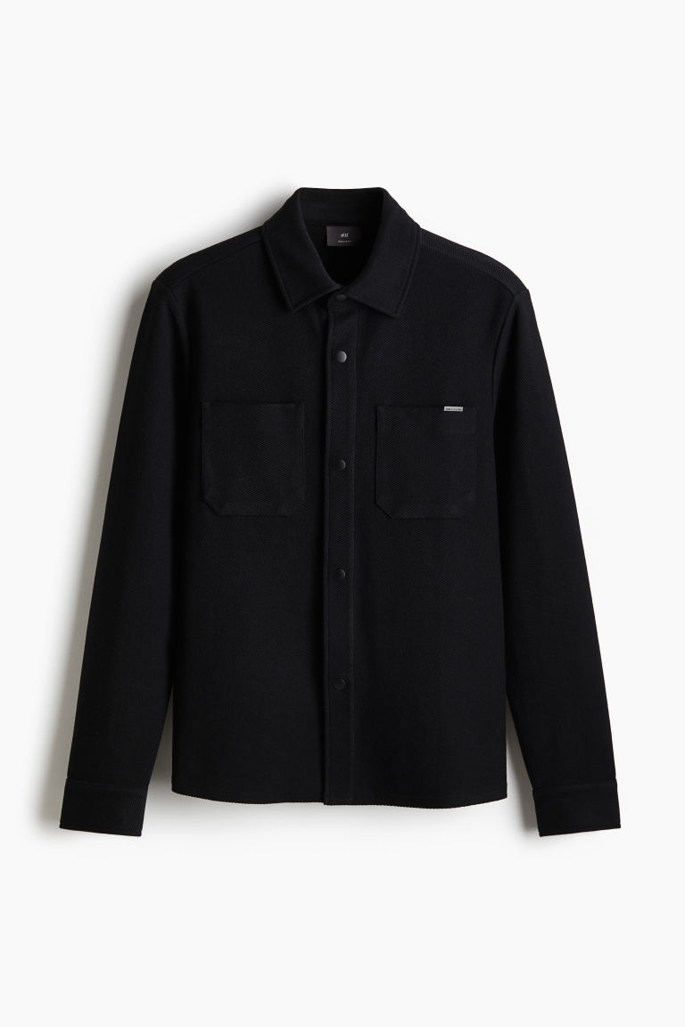 H & M - Katoenen overshirt - Regular Fit - Zwart