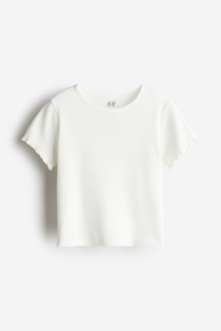 H & M - Top van ribtricot - Wit