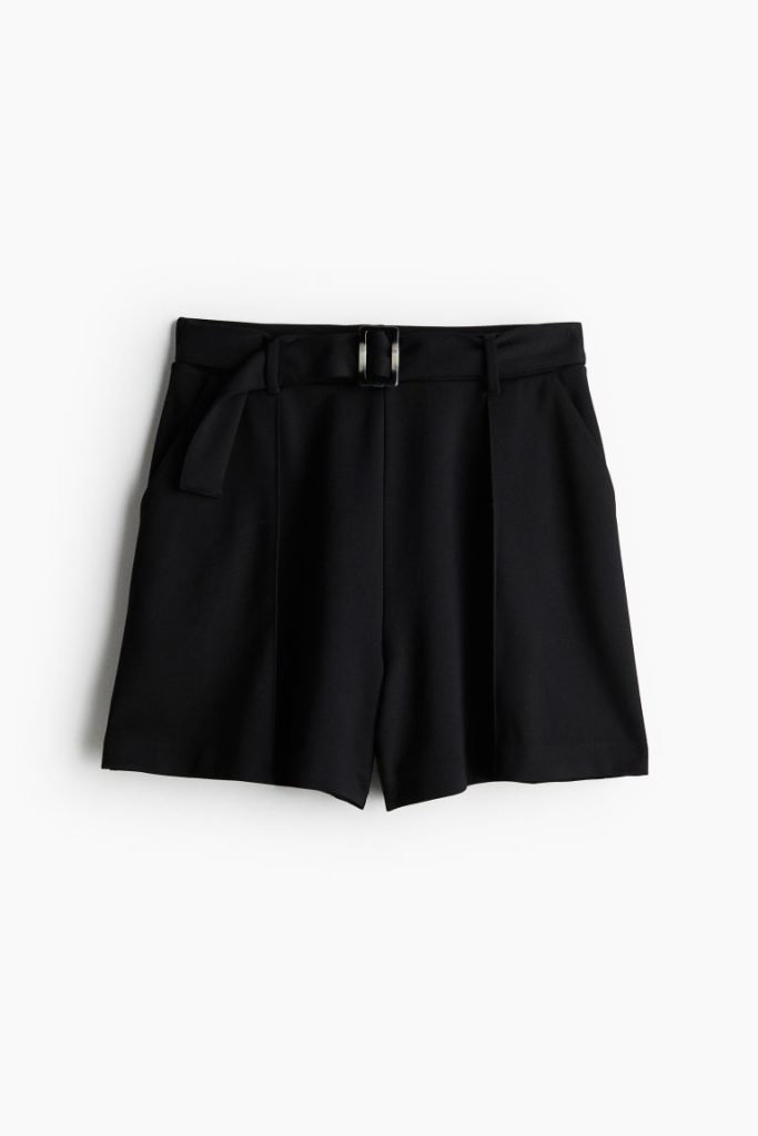 H & M - Pull-on short met ceintuur - Zwart