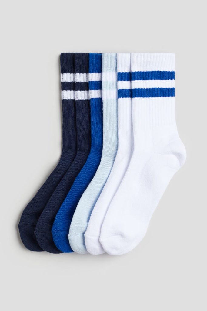 H & M - 5 paar geribde sokken - Blauw