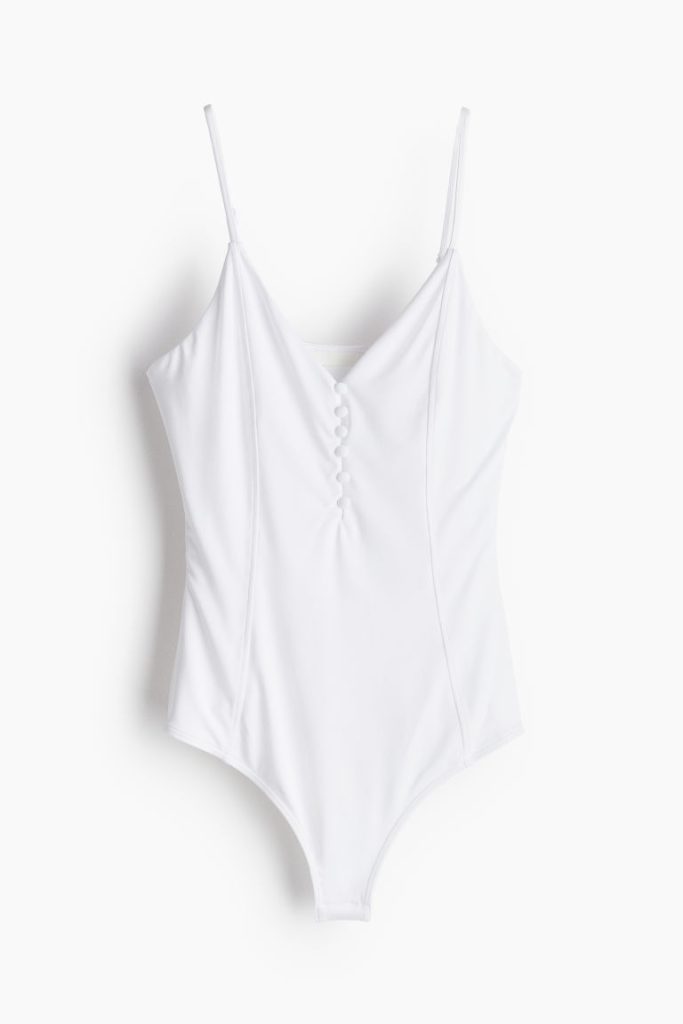 H & M - Stringbody met knopen - Wit