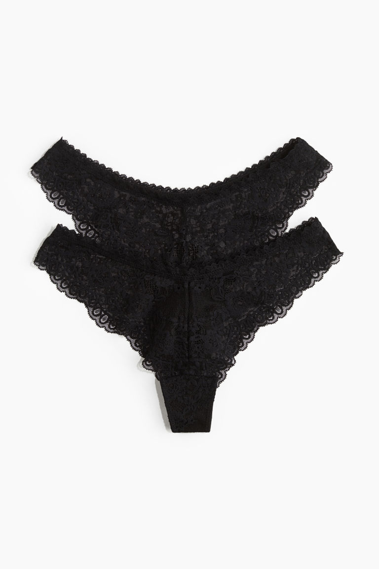 H & M - Set van 2 kanten slips - Brazilian - Zwart