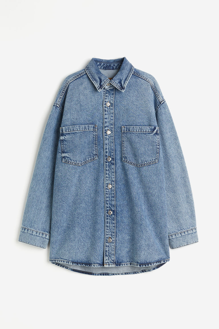 H & M - Feather Soft Denim overhemdblouse - Blauw