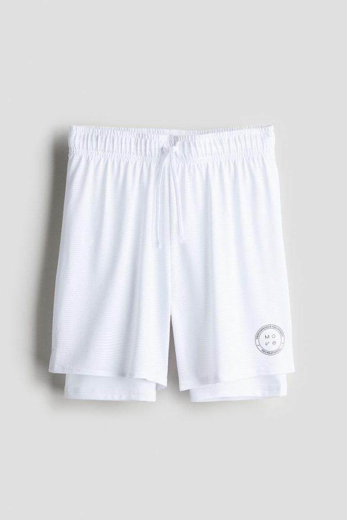 H & M - Dubbellaagse sportshort van DryMove™ - Wit