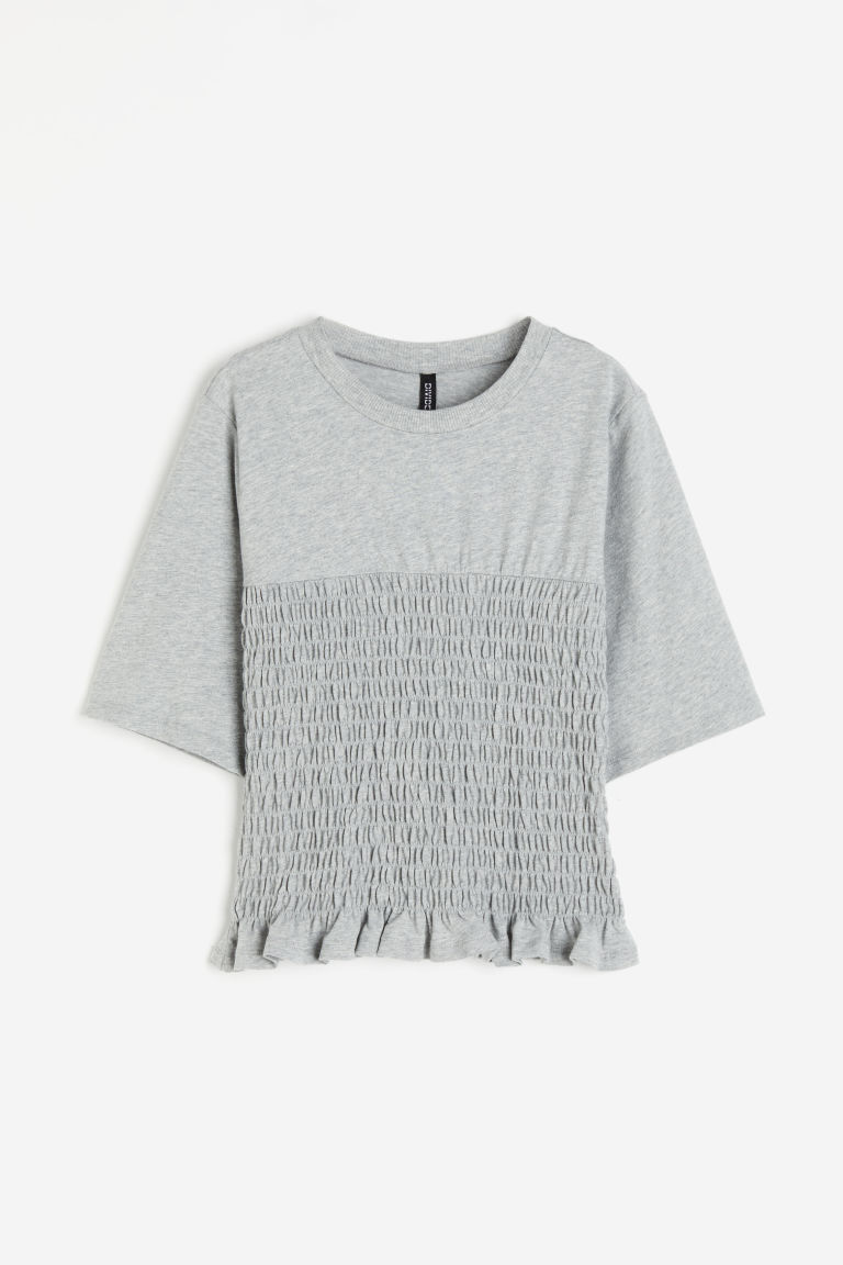 H & M - Gesmokte top - Grijs