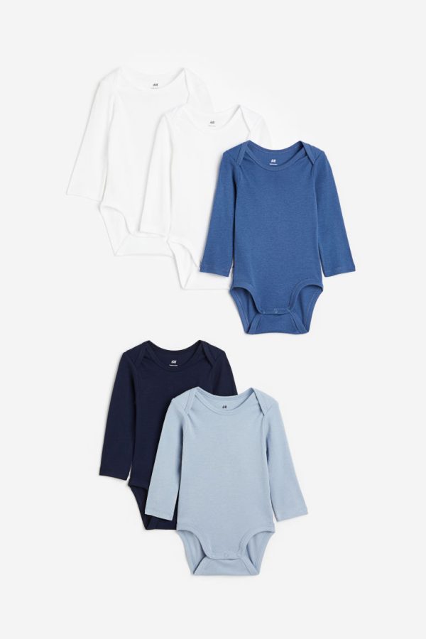 H & M - Set van 5 rompers - Blauw