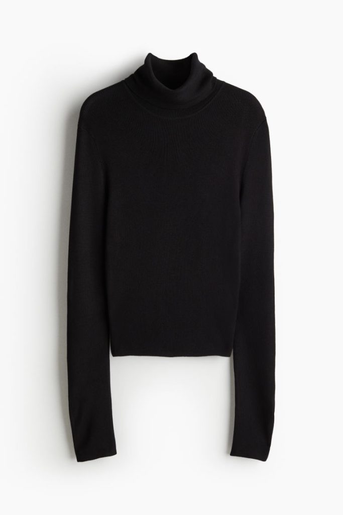 H & M - Top met col - Zwart