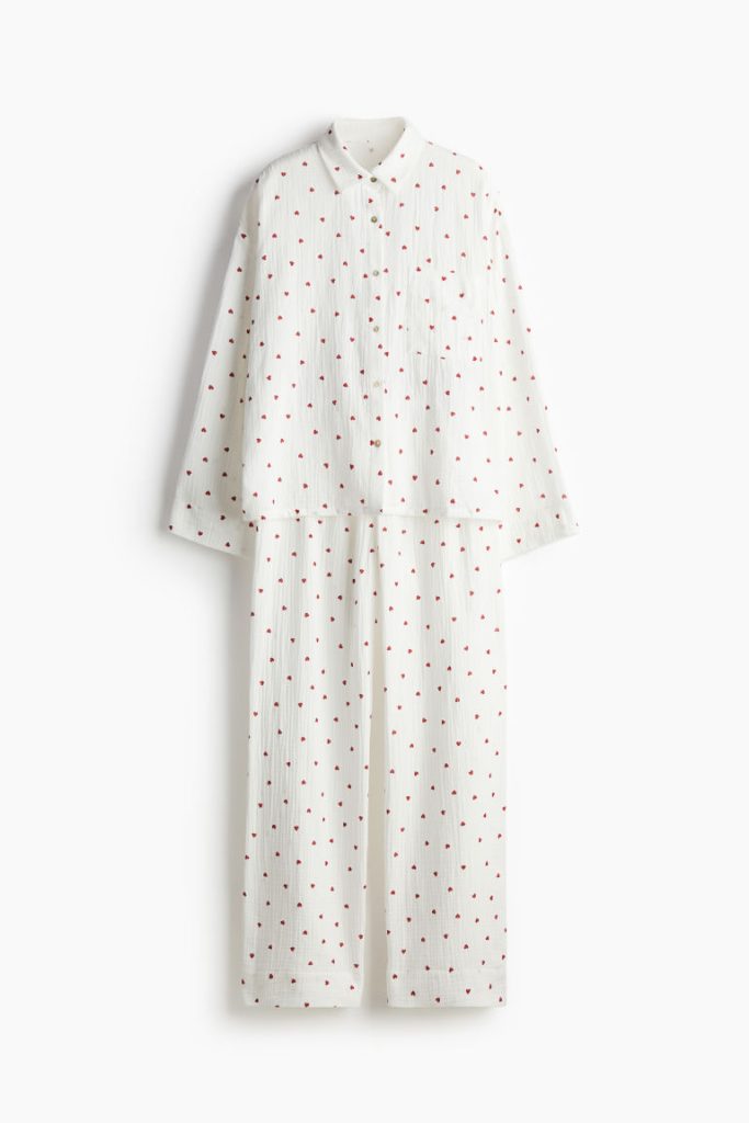 H & M - Pyjama van katoenen mousseline - Wit