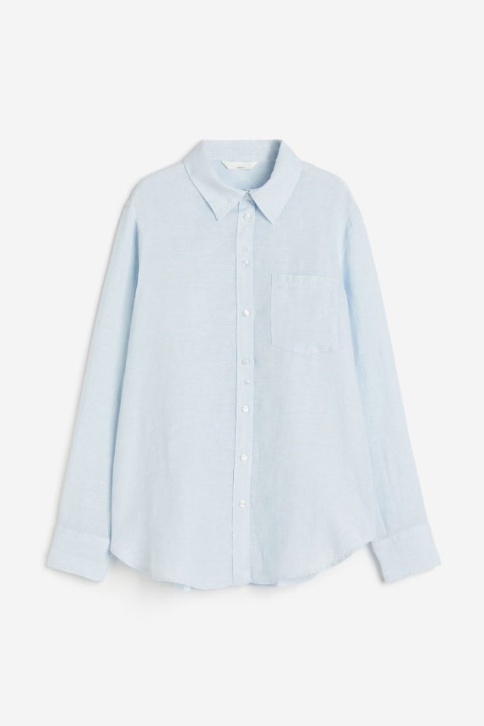 H & M - Linnen overhemdblouse - Blauw