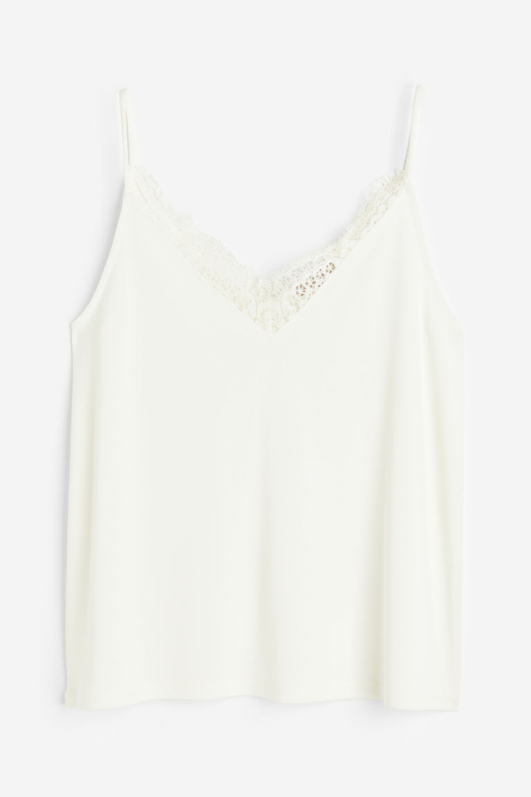 H & M - Straptop met kant - Wit