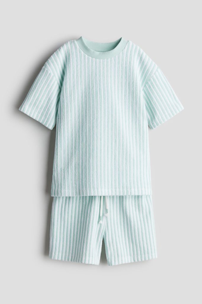 H & M - Tweedelige badstof set - Groen