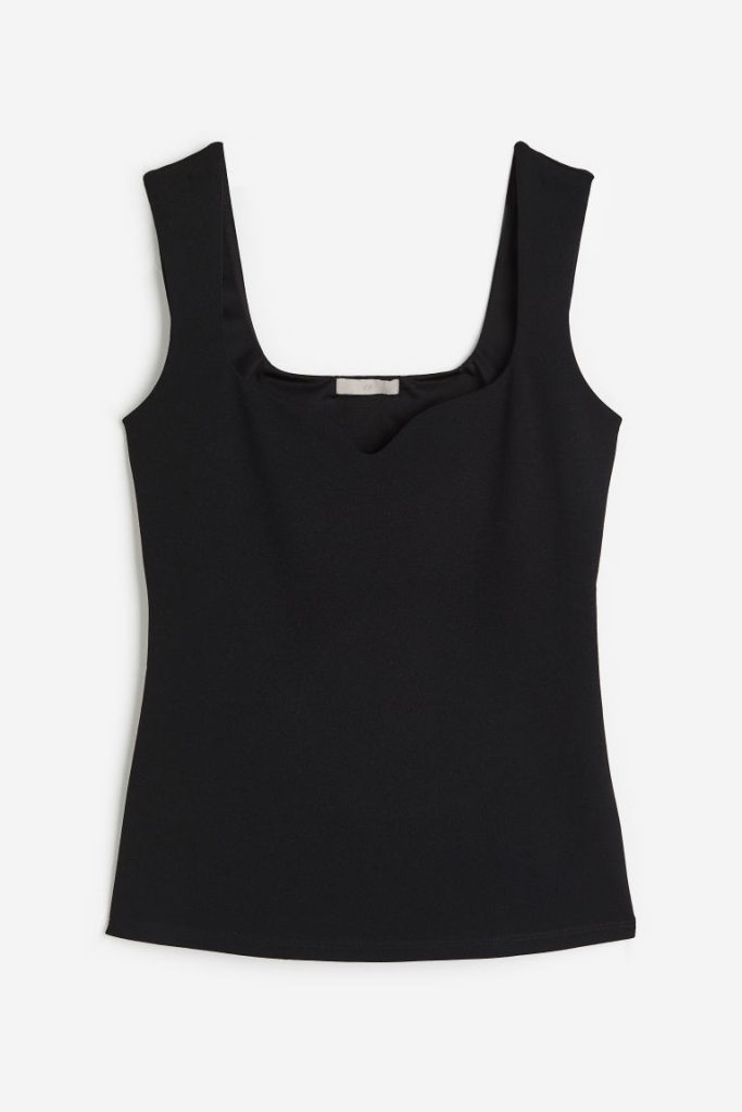 H & M - Top met sweetheart-hals - Zwart